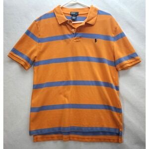 Polo By Ralph Lauren Boys XL 18 20 Polo Style Shirt Orange‎ Blue Stripe